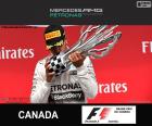 Λιούις Χάμιλτον γιορτάζει τη νίκη του το 2015 καναδικό Grand Prix